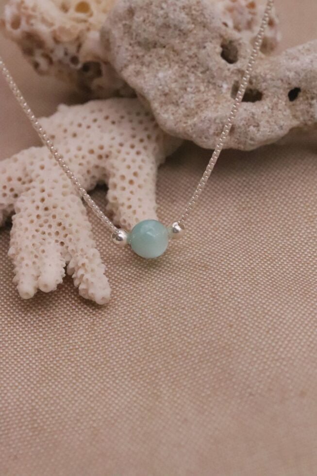 שרשרת קצרה עם אבן חן תכלת אנג'לייט מכסף 925 או גולדפילד (2)