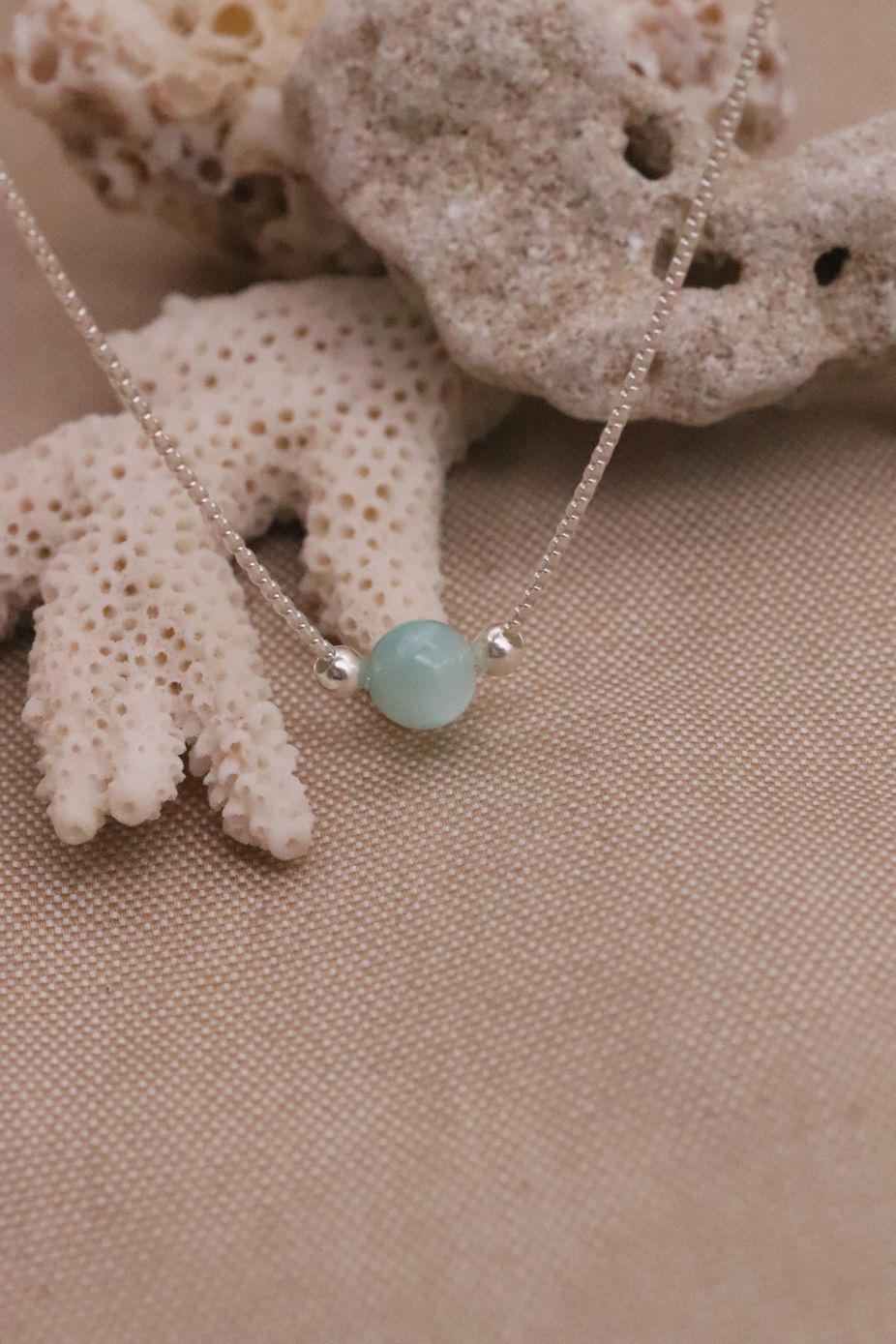 שרשרת קצרה עם אבן חן תכלת אנג'לייט מכסף 925 או גולדפילד (2)