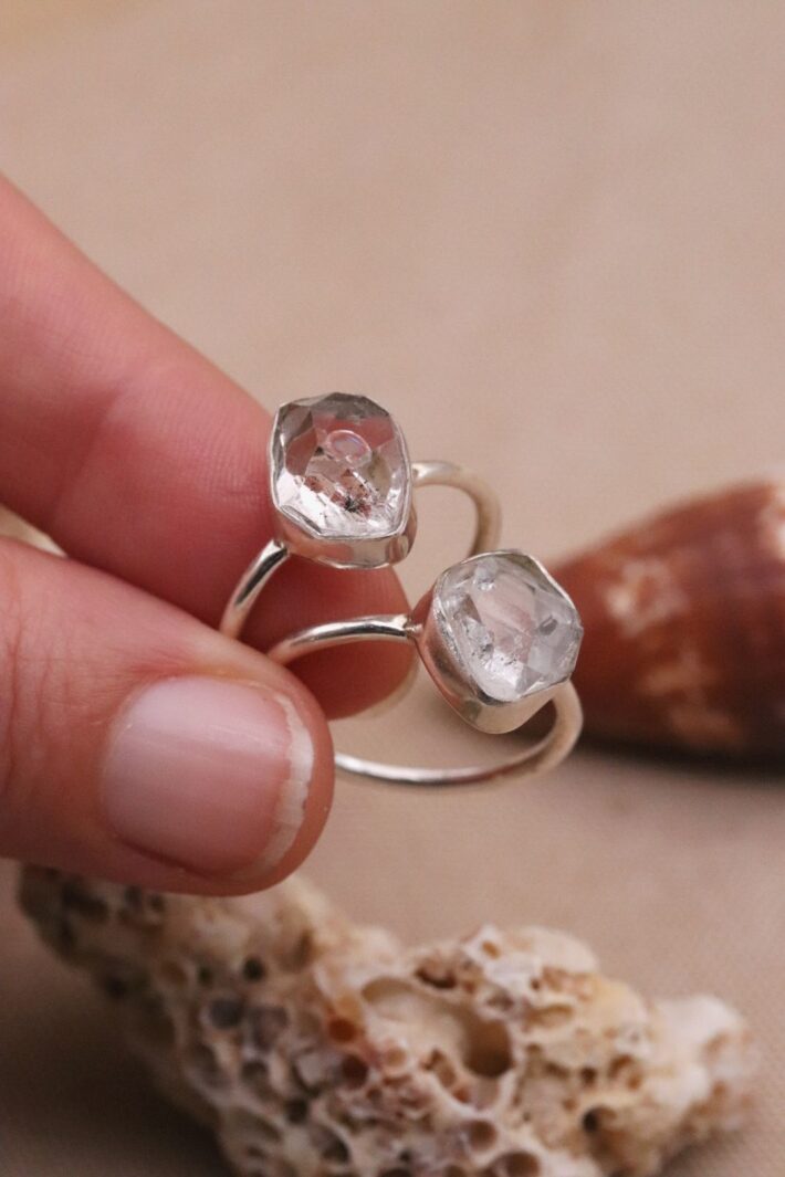 טבעות אבני חן מכסף אמיתי טבעת קוורץ יהלום הרקימר אבן חן אפורה מכסף 925 עמידה במים (2)