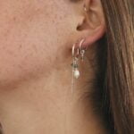 סט עגילי חישוק לאישה מכסף אמיתי 925 בשילוב אבני חן אמרלד ירוקות ופנינים לבנות כסף 925 (2)