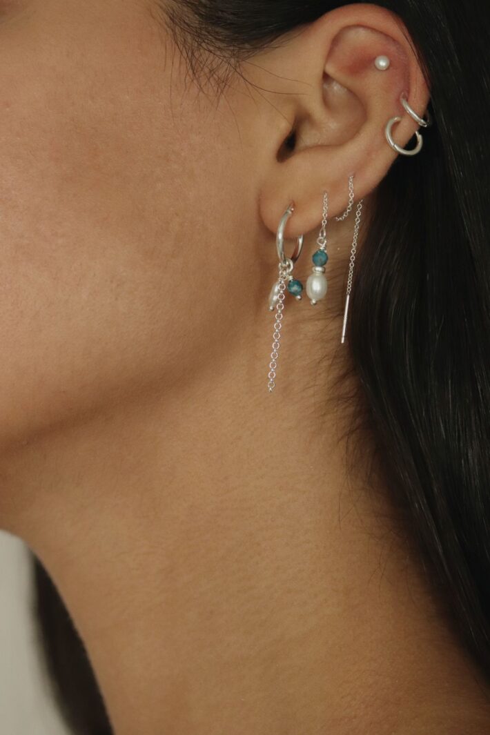 סט עגילי פנינים אמיתיות ואבני חן אפטייט כחולות מכסף 925 (1)