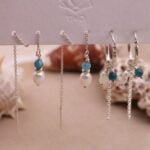 סט עגילי פנינים אמיתיות ואבני חן אפטייט כחולות מכסף 925 (2)