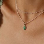 סט שרשראות כסף מדורגות לאישה עם אבן חן קריסופרס ירוקה כסף 925 (1)