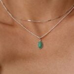 סט שרשראות כסף מדורגות לאישה עם אבן חן קריסופרס ירוקה כסף 925 (2)