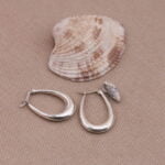 עגילי חישוק נפוחים בצורת טיפה מוארכת מכסף 925 (2)