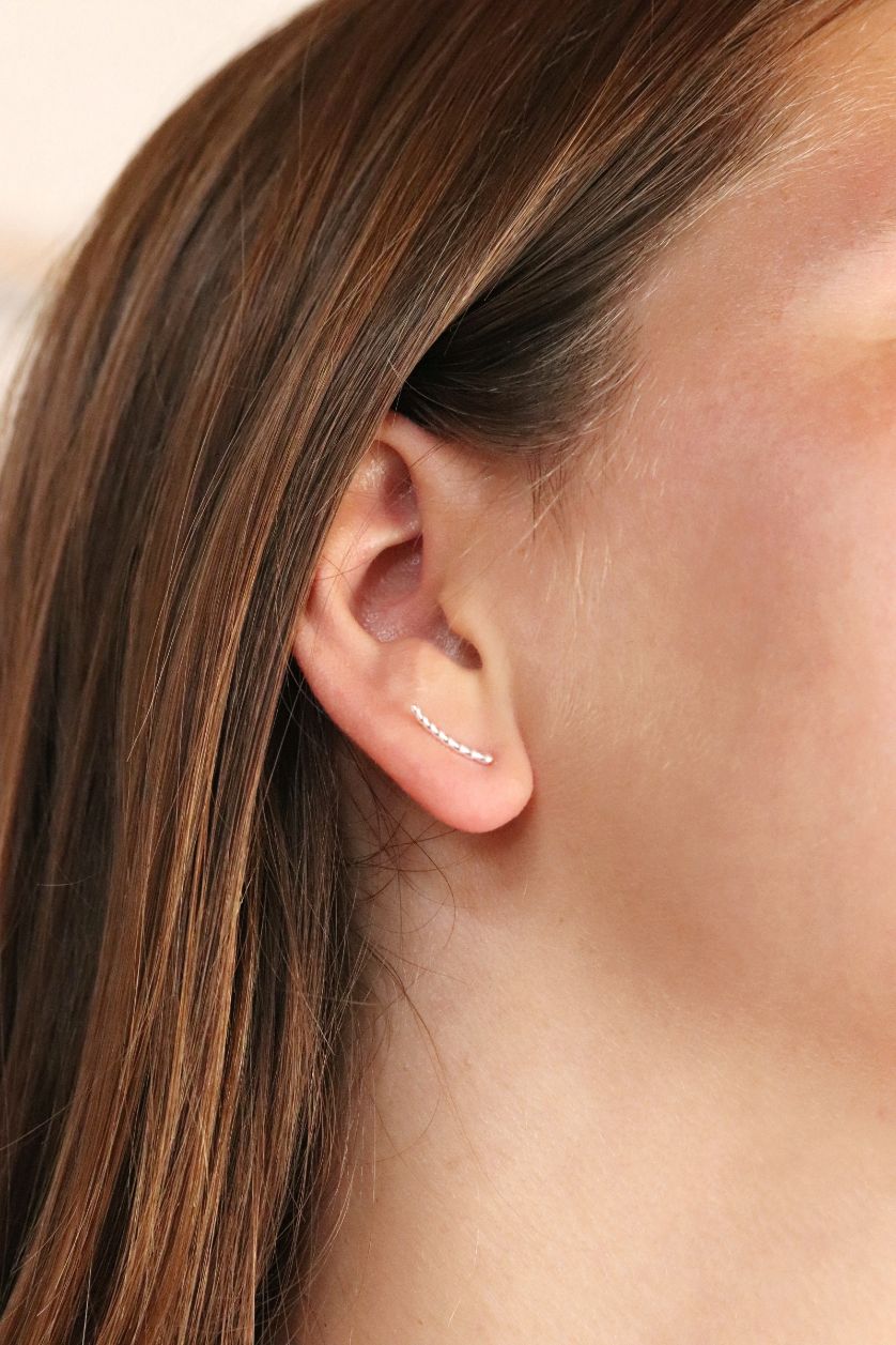 עגילי כדוריות צמודים לאוזן בצורת עגיל מטפס מכסף 925 או ציפוי זהב