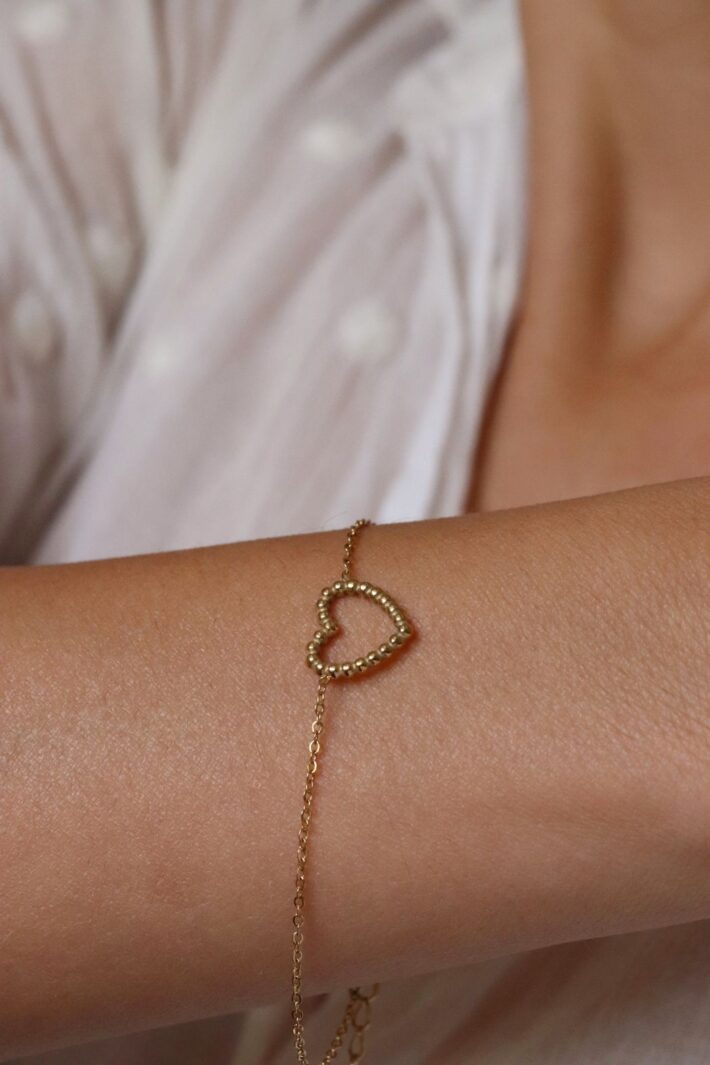 צמיד לב חלול ציפוי זהב מושלם כצמיד חברות או כמתנה עם משמעות (1)