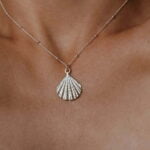 שרשרת כדוריות עדינה מכסף עם תליון צדף מכסף 925 (2)