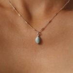 שרשרת כסף עדינה בשילוב אבן חן לרימר תכלת בצורת עין מכסף 925 (2)