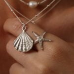 שרשרת צדף מכסף 925 עם טבעת כוכב ים מכסף 925