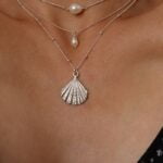 שרשרת צדף מכסף ביחד עם שרשראות פנינים מכסף אמיתי 925