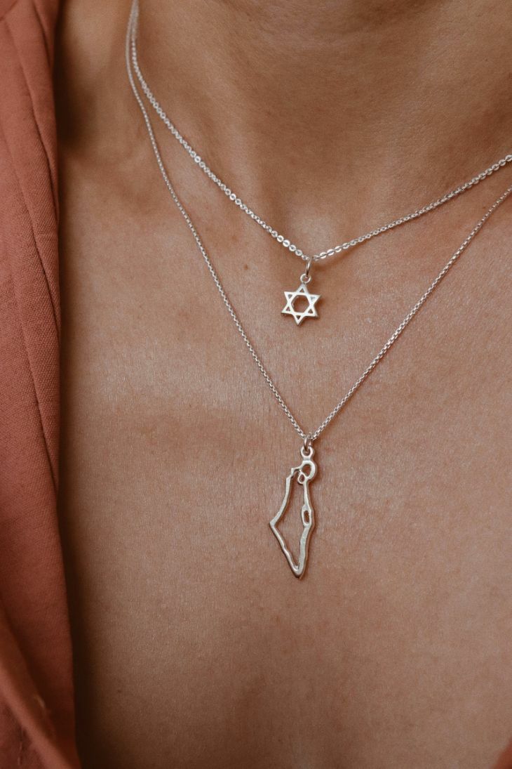 שרשרת מגן דוד עדינה ושרשרת מפת ישראל מכסף 925