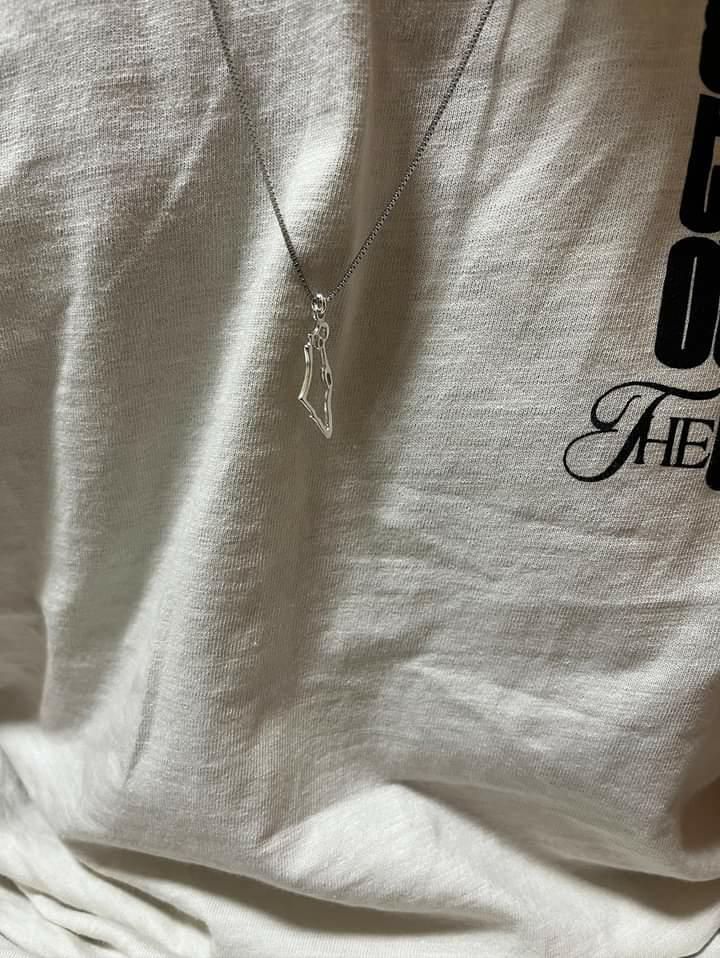 שרשרת מפת ישראל ארוכה לגבר מכסף 925 (2)