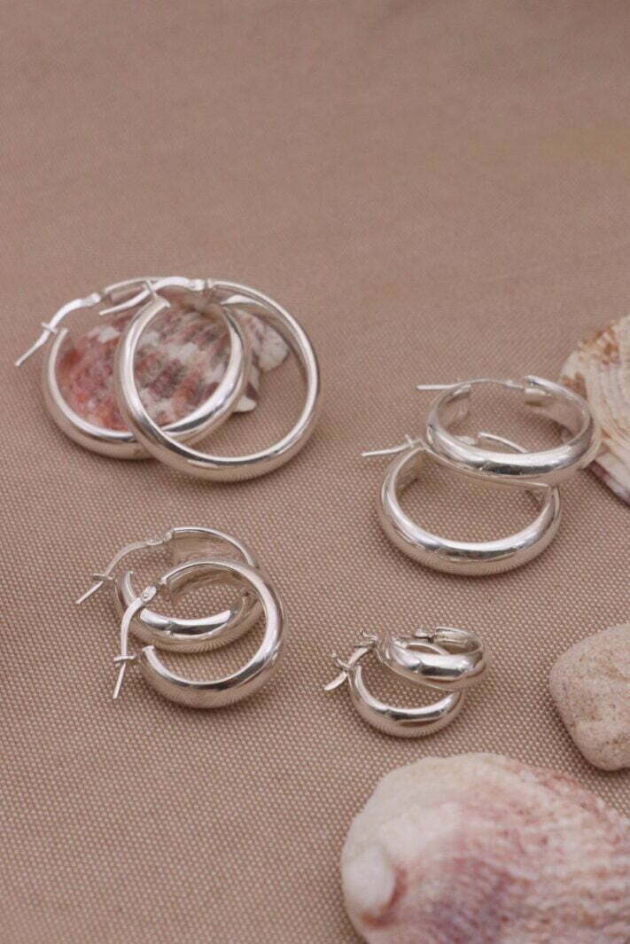 עגילי חישוק עבים ושטוחים מכסף 925 (1)