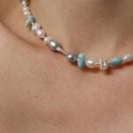 שרשרת חרוזים צמודה לצוואר אבני חן טבעיות כסף 925 (2)