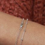 סט צמידים לאישה מכסף 925 בשילוב אבן אקווה מרין קטנה תכלת