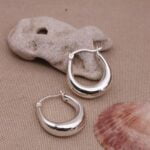 עגילי חישוק כסף עבים בצורת טיפה מכסף 925 (1)