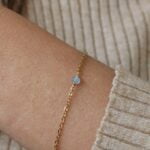 צמיד אקווה מרין זהב אבן חן כחולה