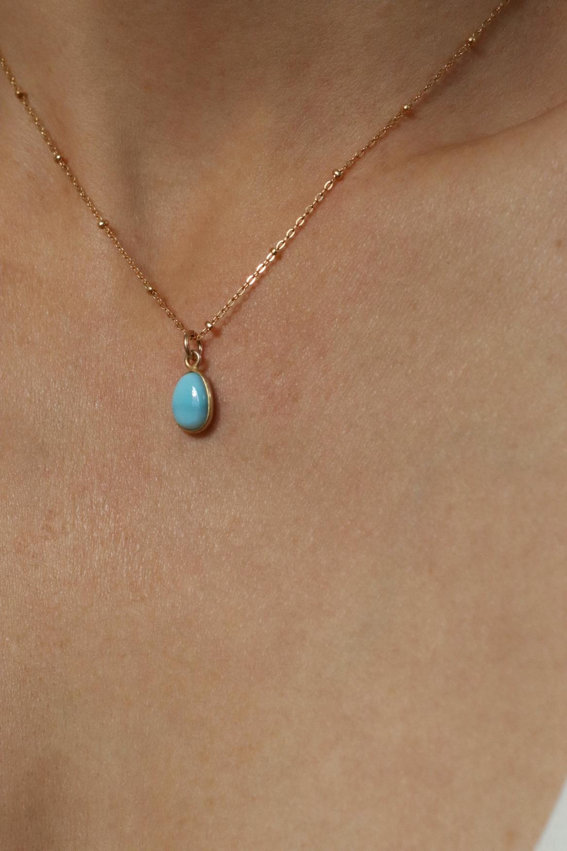 שרשרת זהב עם אבן לרימר תכלת מגולדפילד איכותי (2)