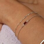 סט צמידים לאישה. סט צמידי כסף עם אבן חן גרנט בורדו (1)