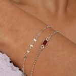 סט צמידים לאישה. סט צמידי כסף עם אבן חן גרנט בורדו (2)