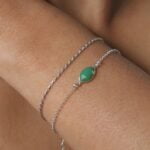 סט צמידים מכסף עם אבן קריסופראס ירוקה כסף 925 (1)
