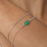 סט צמידים מכסף עם אבן קריסופראס ירוקה כסף 925 (2)