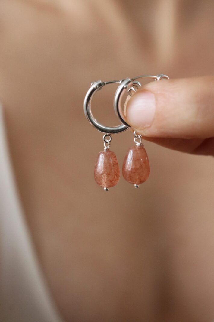 עגילי חישוק סאנסטון כתומות מכסף 925 או גולדפילד (2)