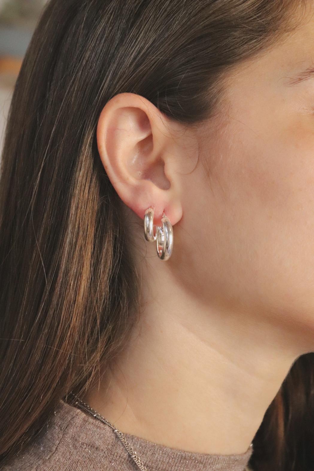 עגילי חישוק עבים מכסף 925