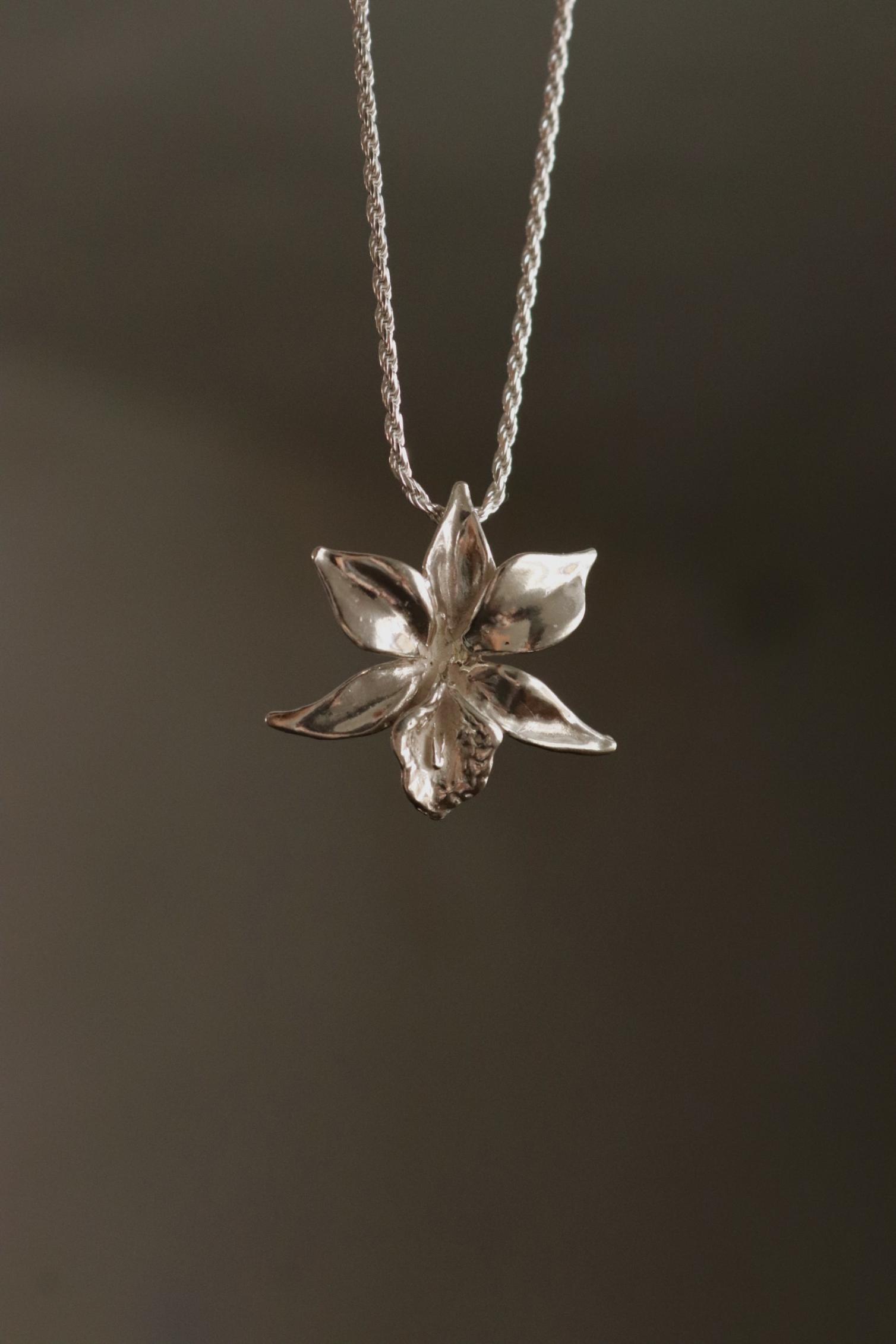 שרשרת פרח סחלב אורכידאה מכסף 925 (1)