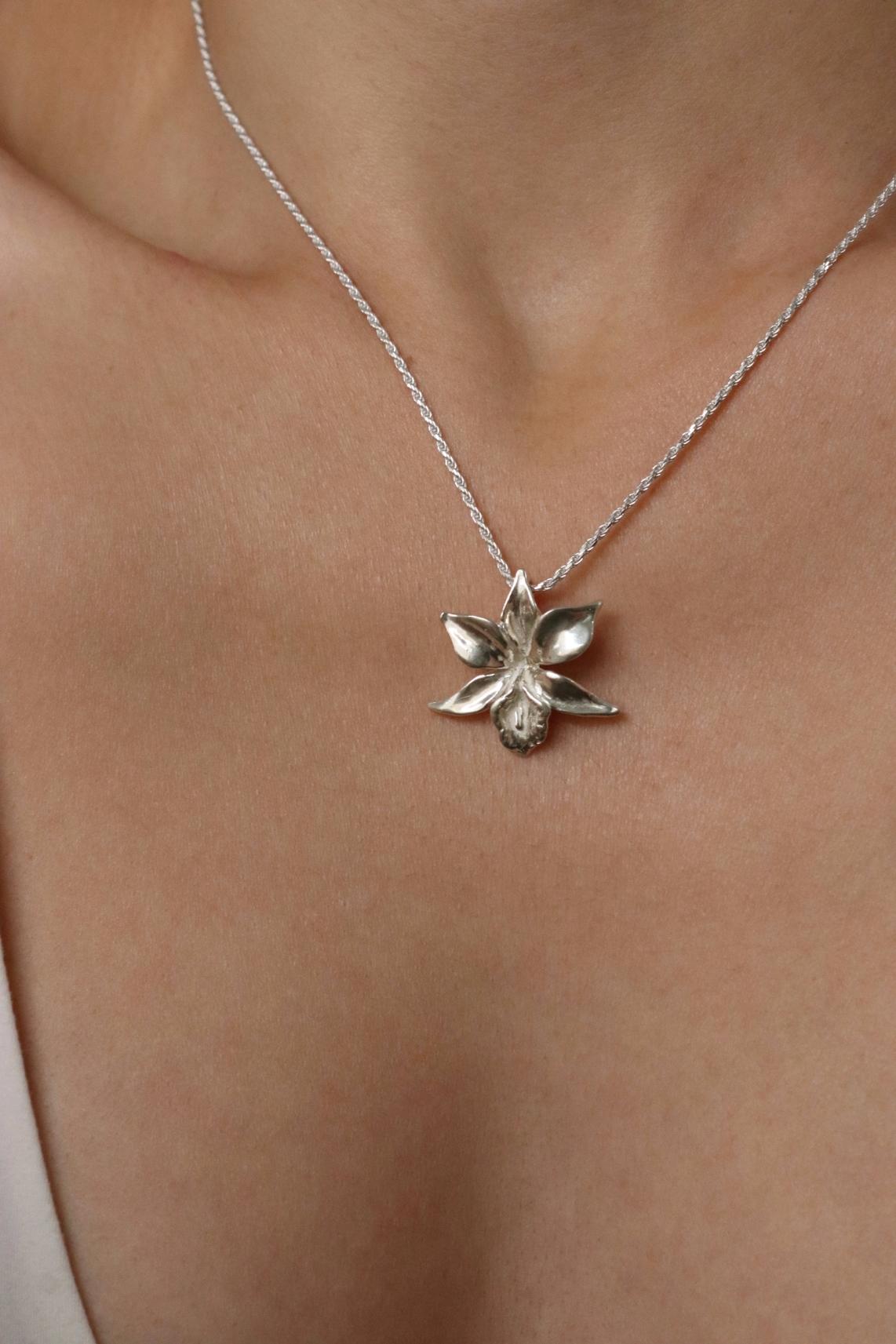 שרשרת פרח סחלב אורכידאה מכסף 925 (2)